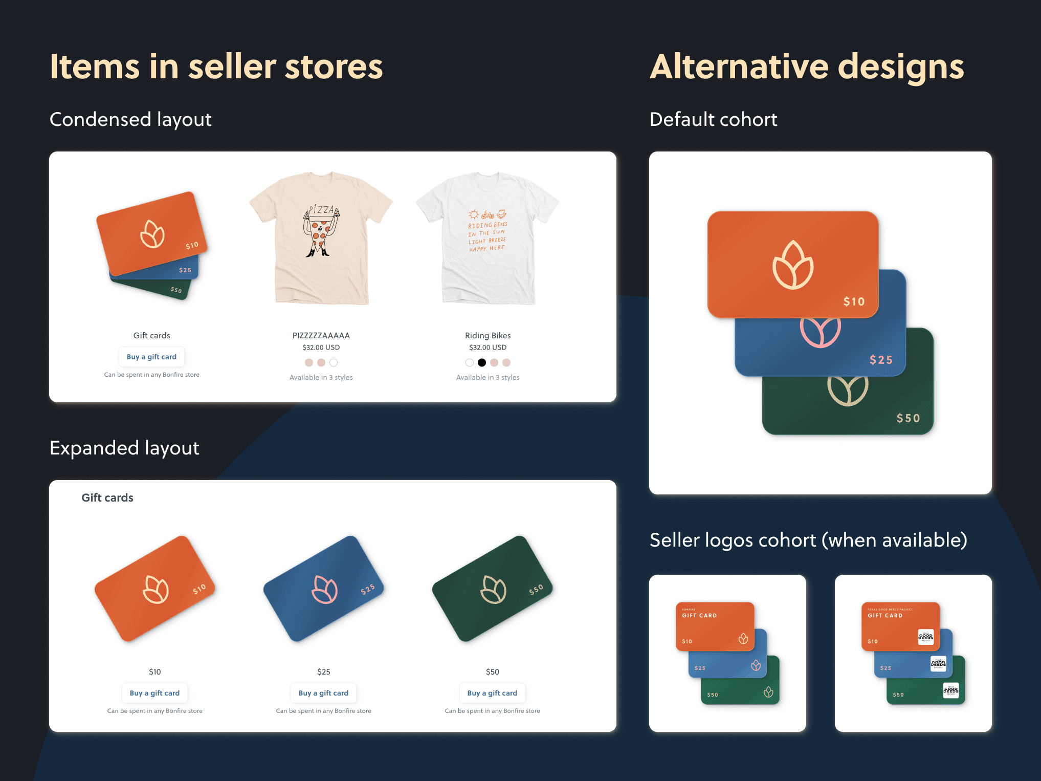 Gift card experiment preview, variation 2