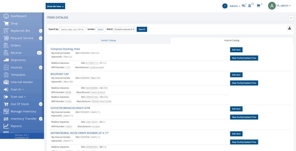Warehouse distribution module — requester view